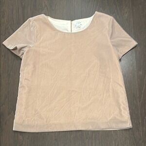 J.Crew‎ Velvet Top Short Sleeve Champagne Gold Career Party Blouse SZ Small